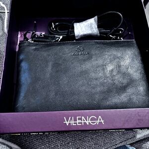 Valenca Black Leather Clutch Oak & Tan